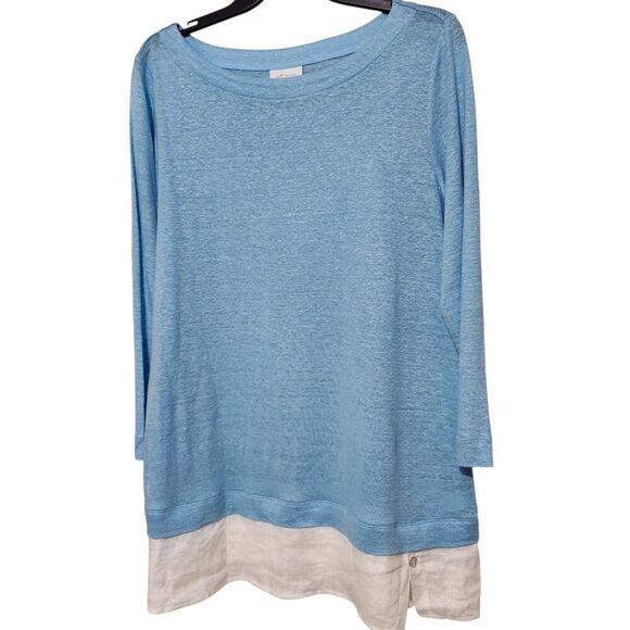 J Jill Linen Top Size Medium Blue Relax Fit Lightweight - Picture 10 of 13
